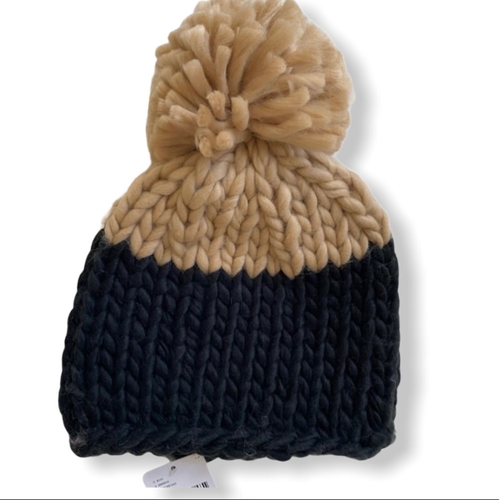 Free People Two-Tone Knit Pom Beanie